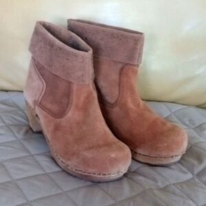 Sanita Suede Fold-Over Ankle Booties in Tan